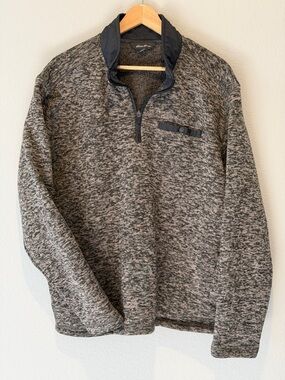 Eddie Bauer Men's Marled Gray Half-Zip Pullover with Black Trim